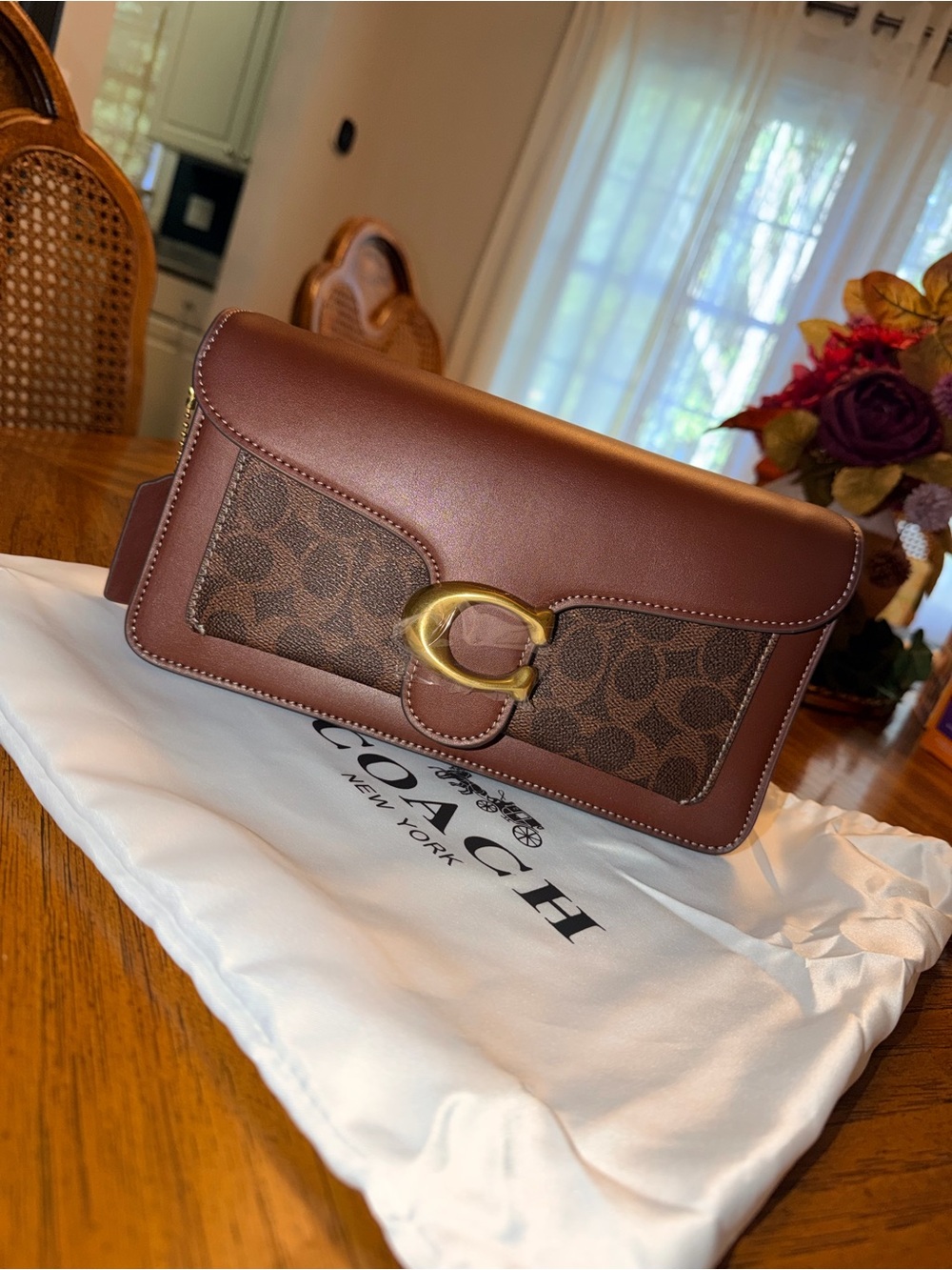 Coach Brown Leather Signature Tabby Shoulder Crossbody Bag 26